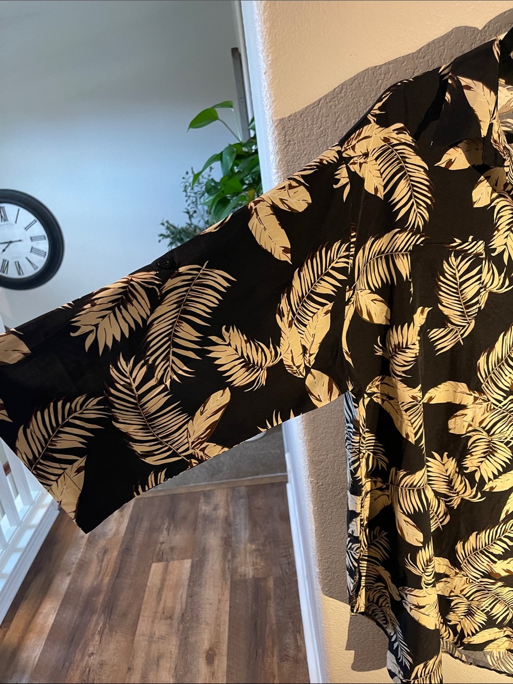 Black and Cream Tropical Print Shirt Dress Sz XXXL - Picture 3 of 7